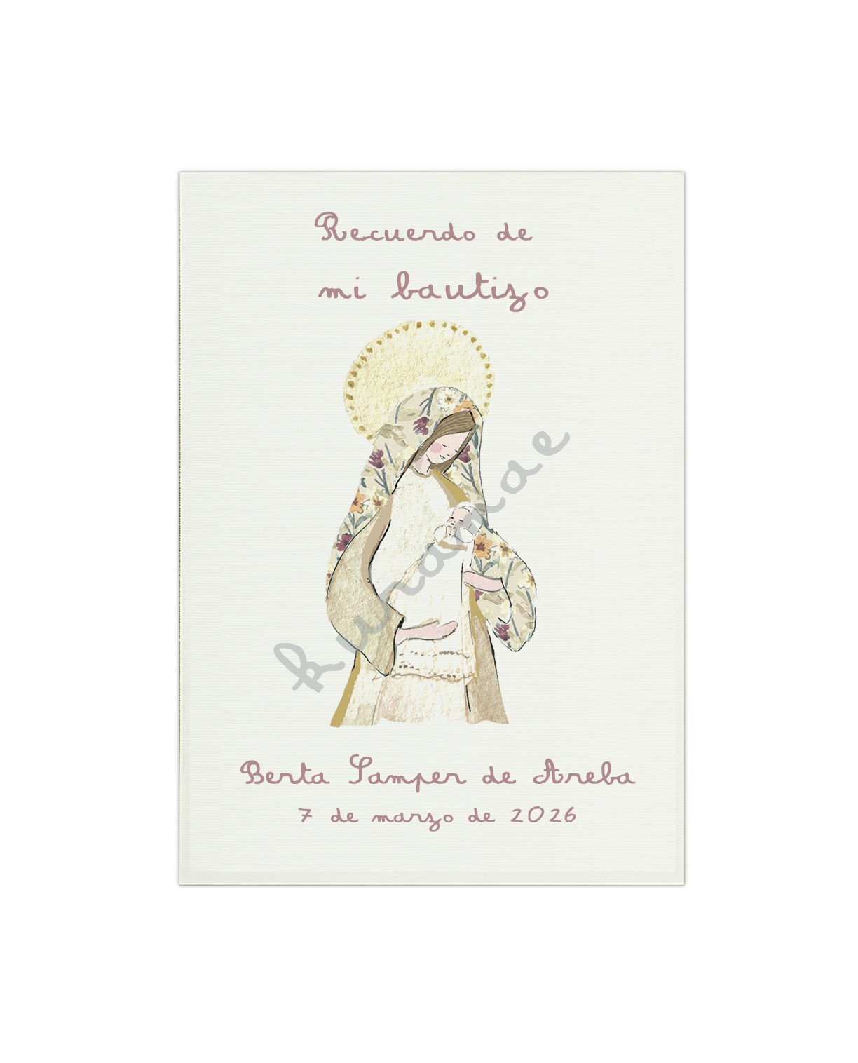 Recordatorio Bautizo Mantos Estampados