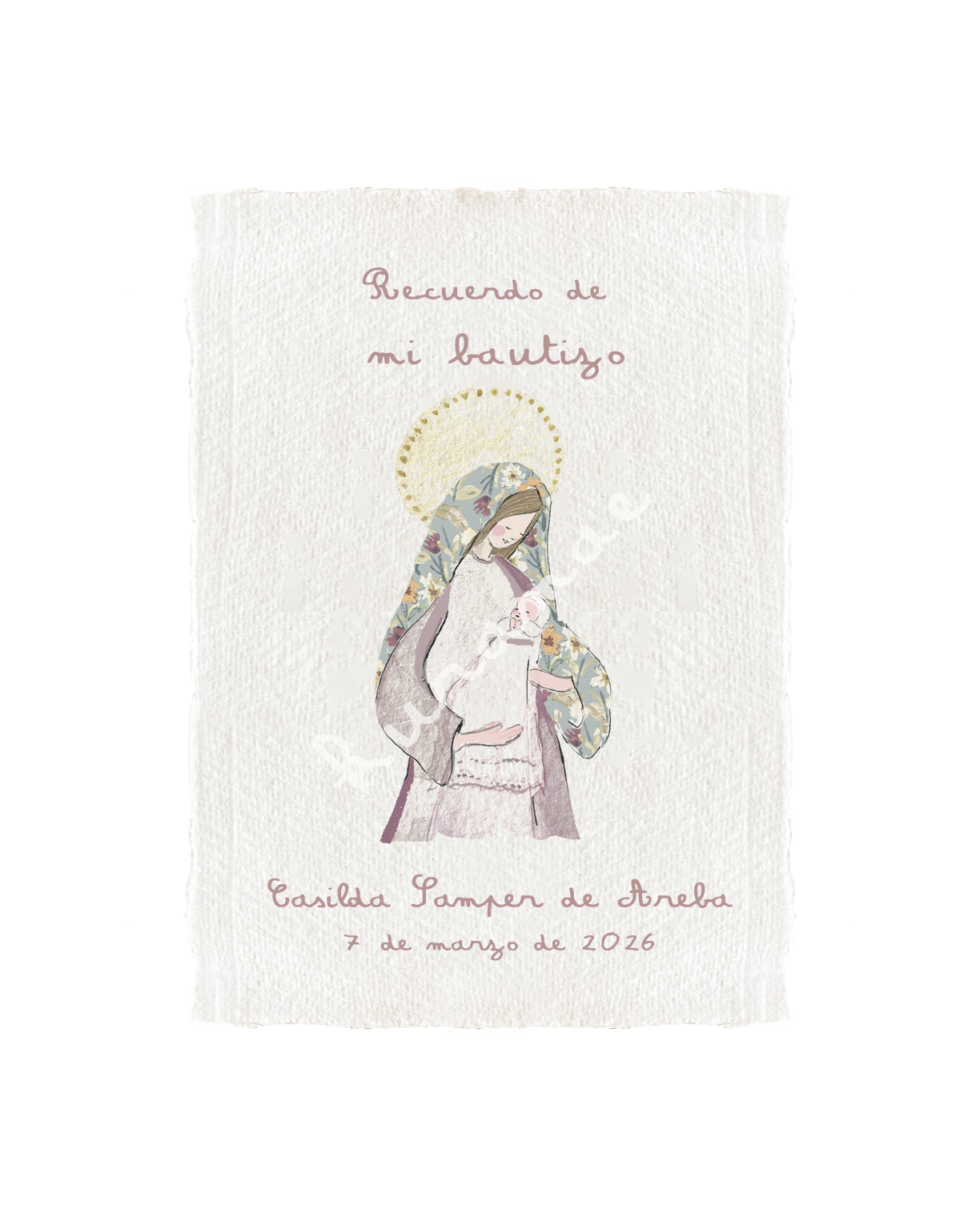 Recordatorio Bautizo Mantos Estampados