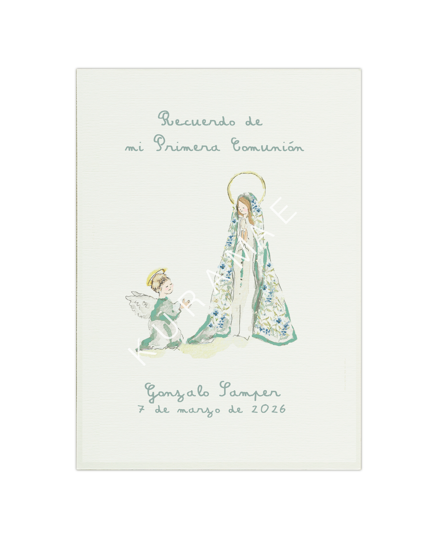 Recordatorio de Bautizo o Comunión Virgen Niño