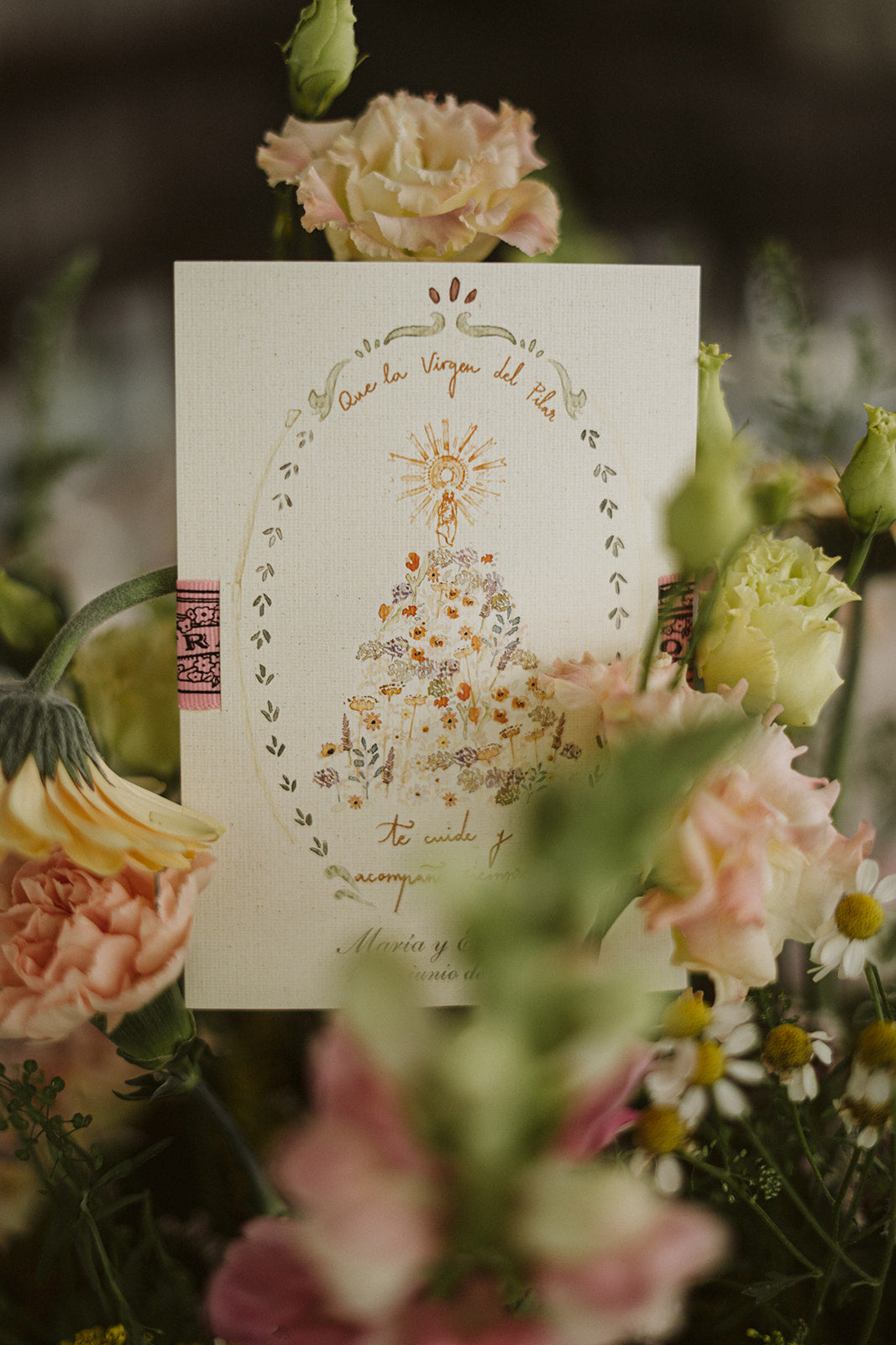 Estampa Virgen del Pilar Primavera Lino