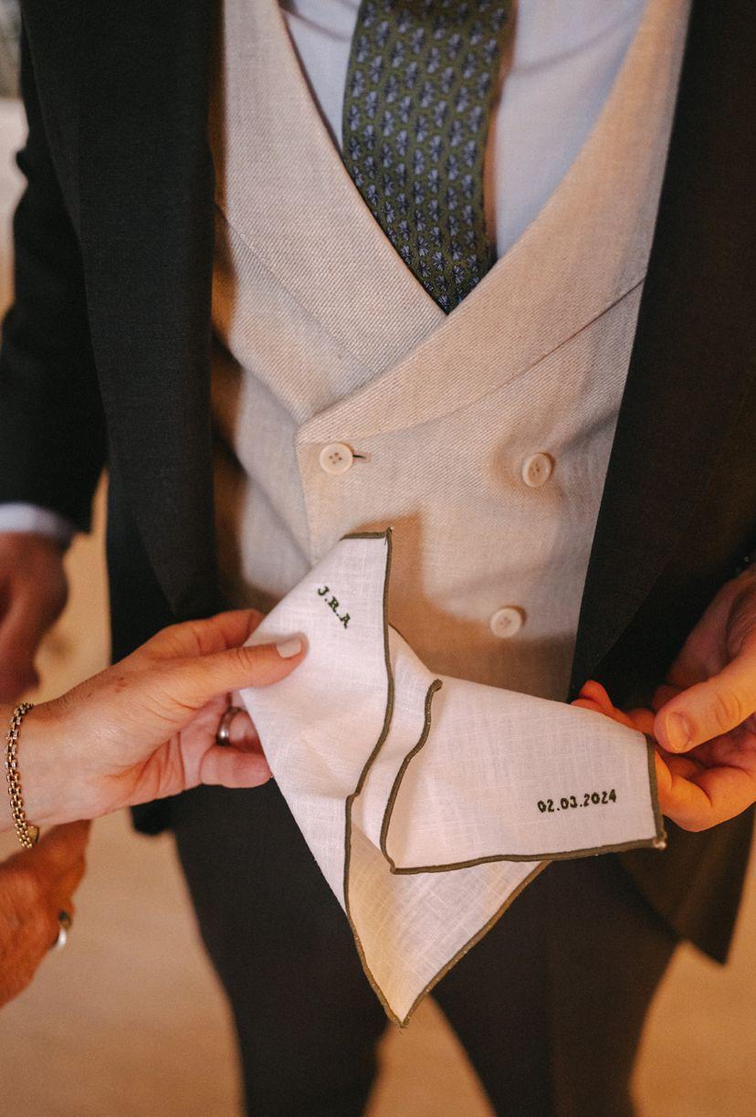 Set Pañuelos Iniciales Bordadas VERDE OLIVA