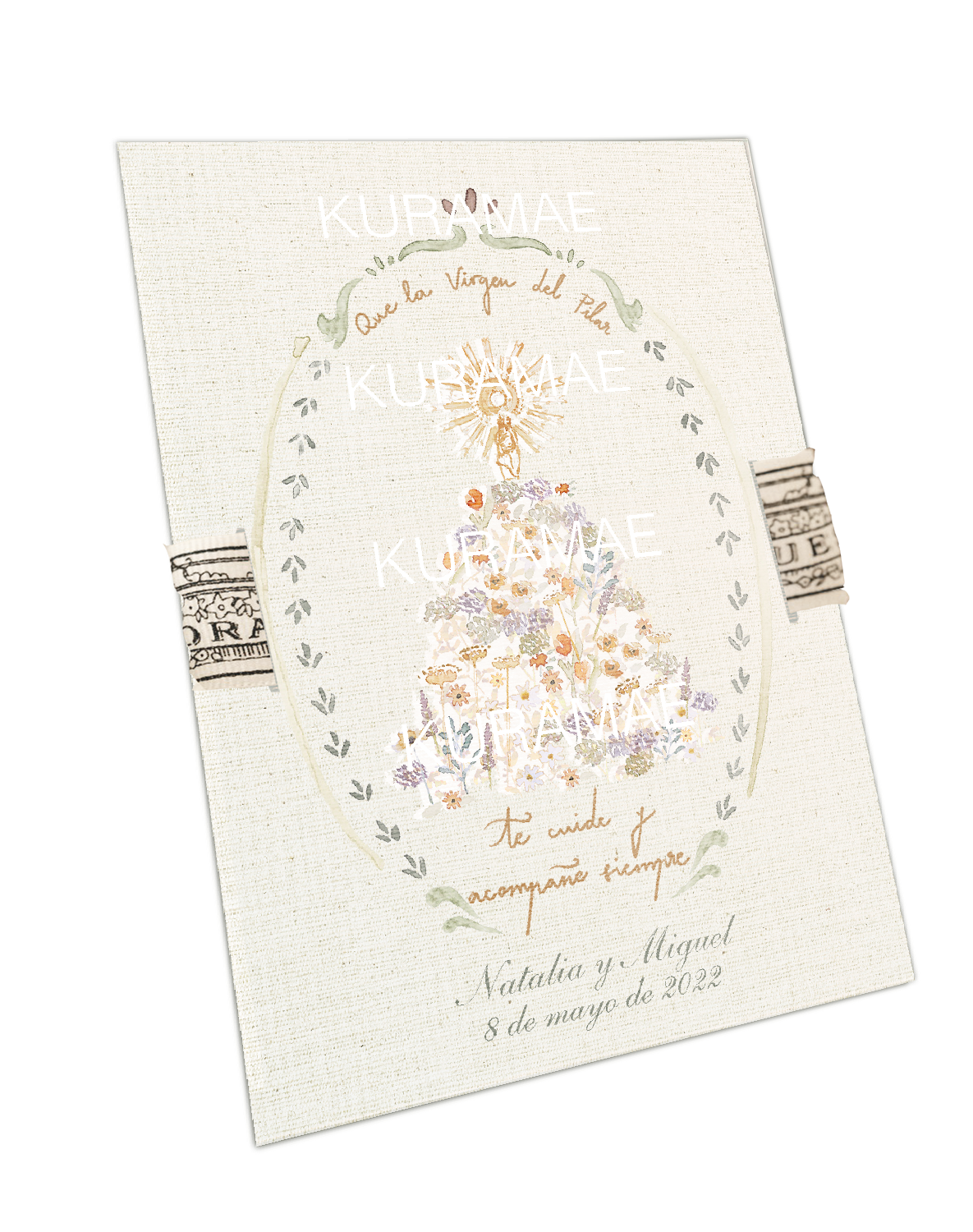 Estampa Virgen del Pilar Primavera Lino