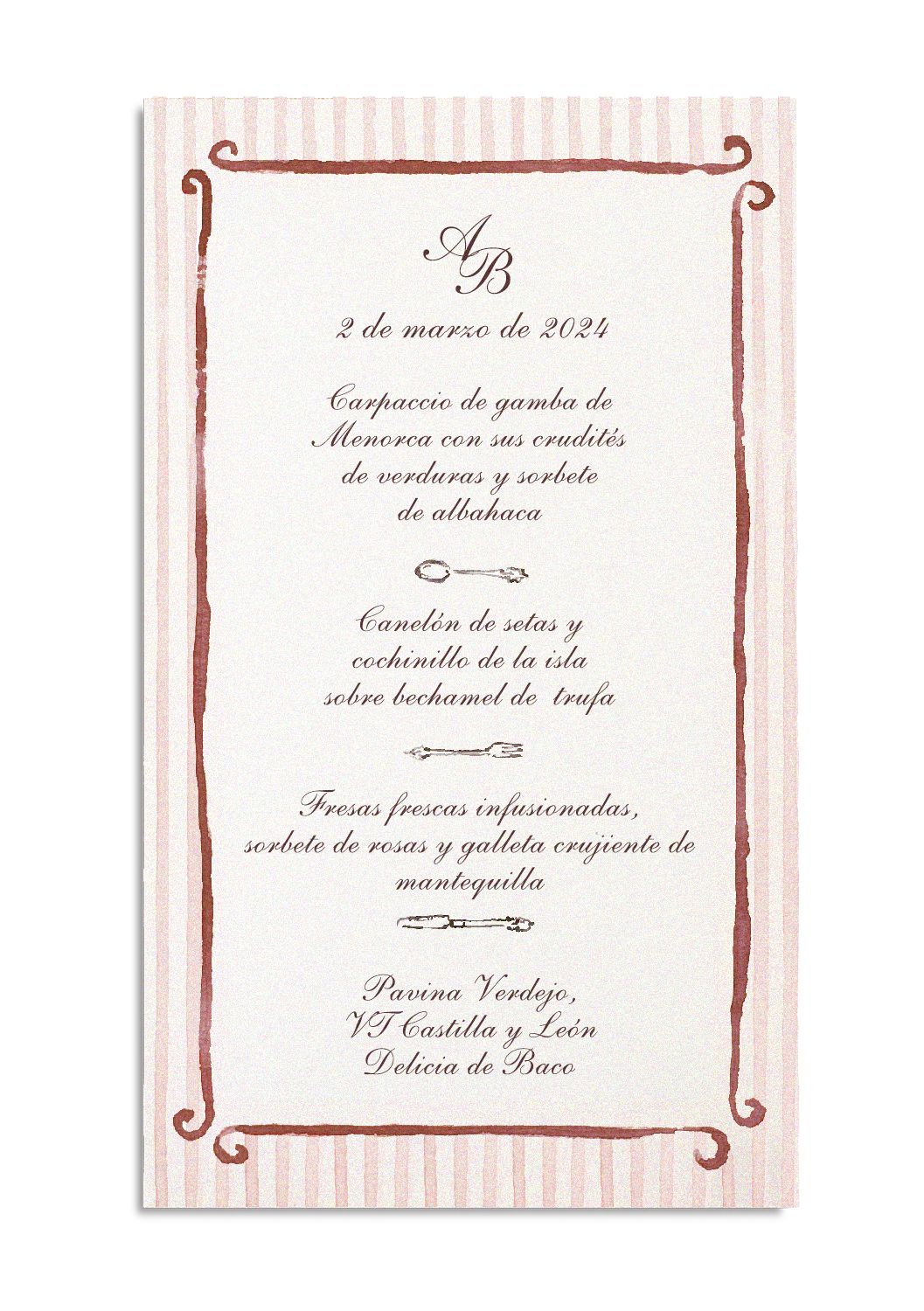 Minuta Pattern Rayas Burdeos