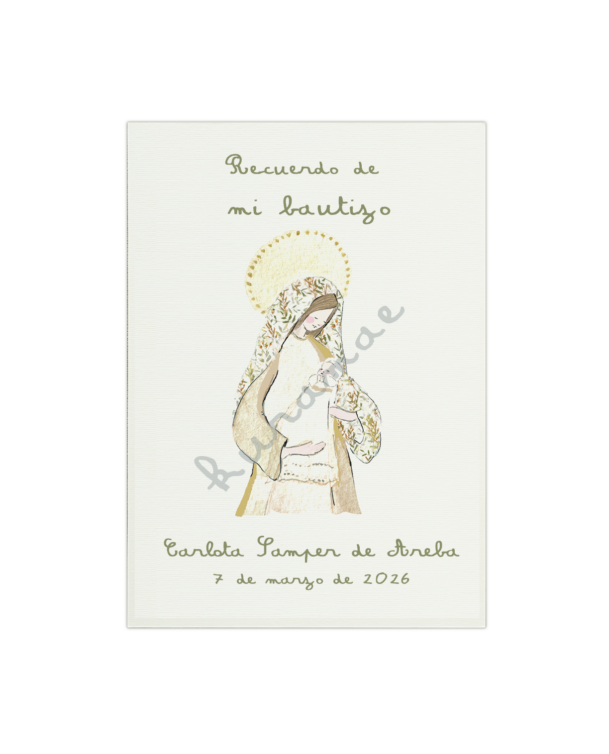 Recordatorio Bautizo Mantos Estampados