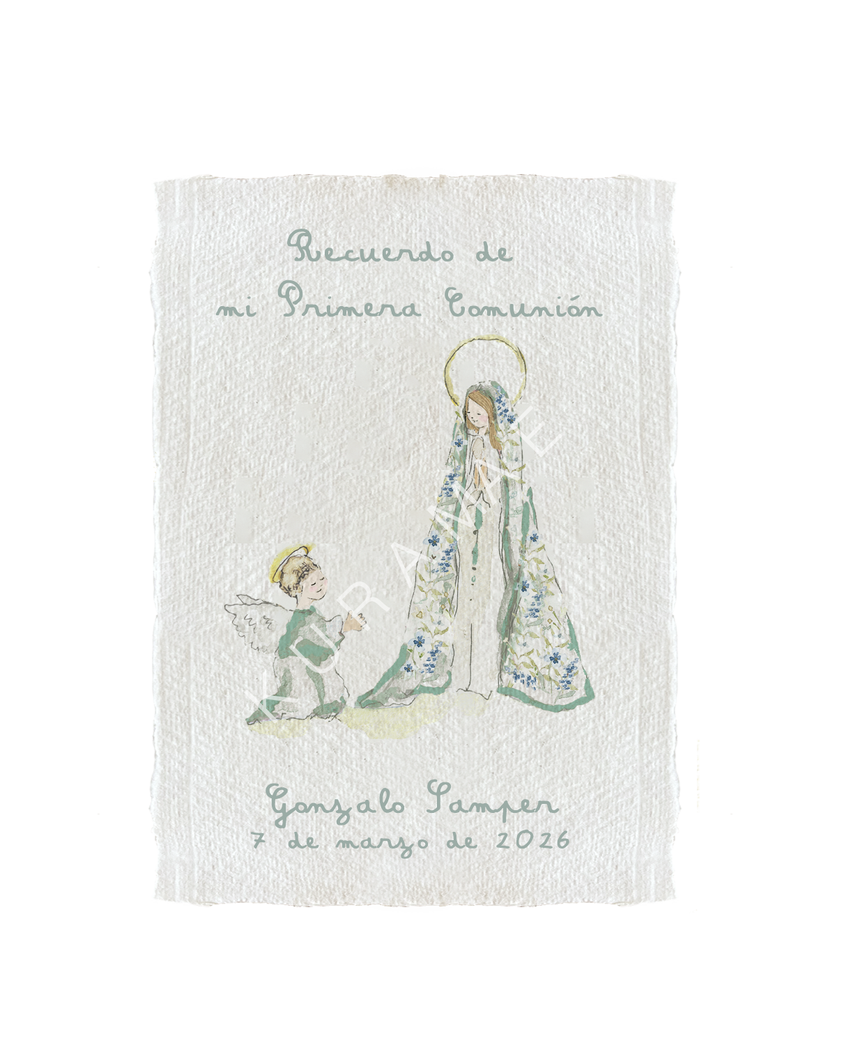 Recordatorio de Bautizo o Comunión Virgen Niño