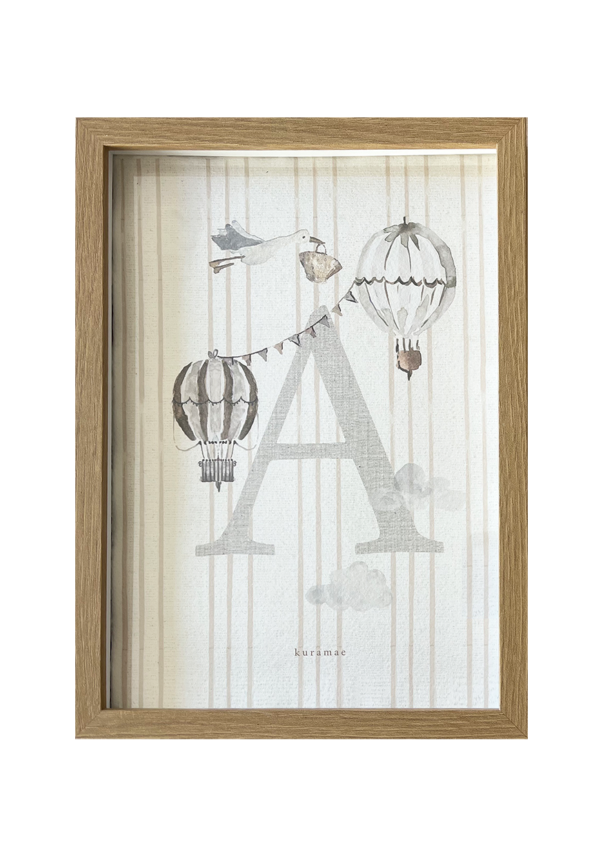 Inicial Globos Beige y Marco de Madera