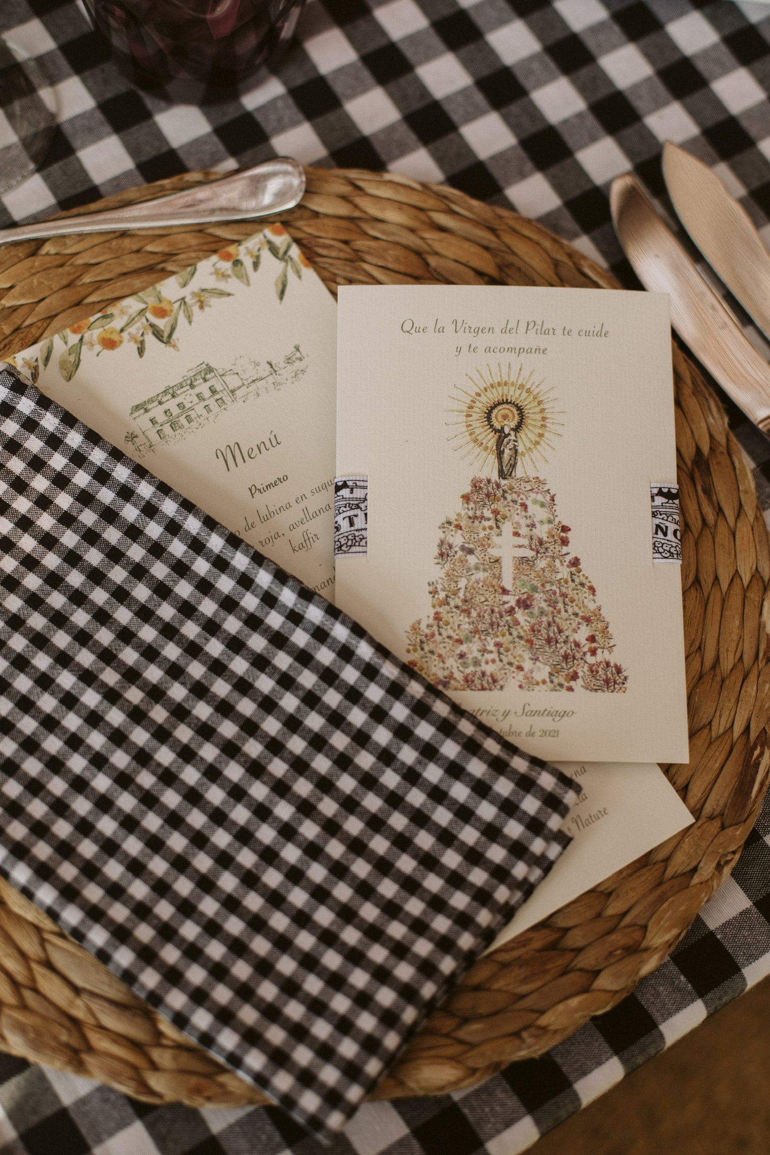 Estampa Virgen del Pilar Flores