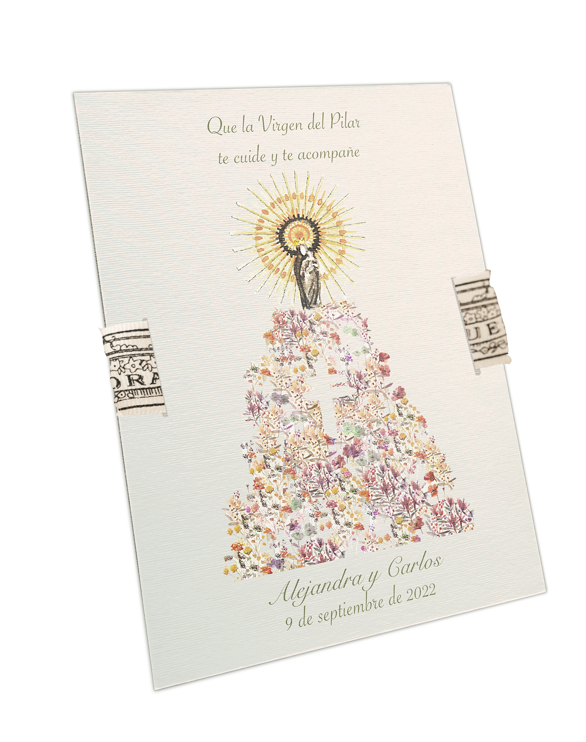 Estampa Virgen del Pilar Flores